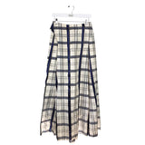 CAROLINA HERRERA PLAID SILK TAFFETA BALL SKIRT LUXE SKIRT IVORY NAVY 6