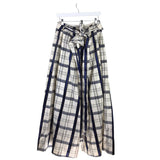 CAROLINA HERRERA PLAID SILK TAFFETA BALL SKIRT LUXE SKIRT IVORY NAVY 6
