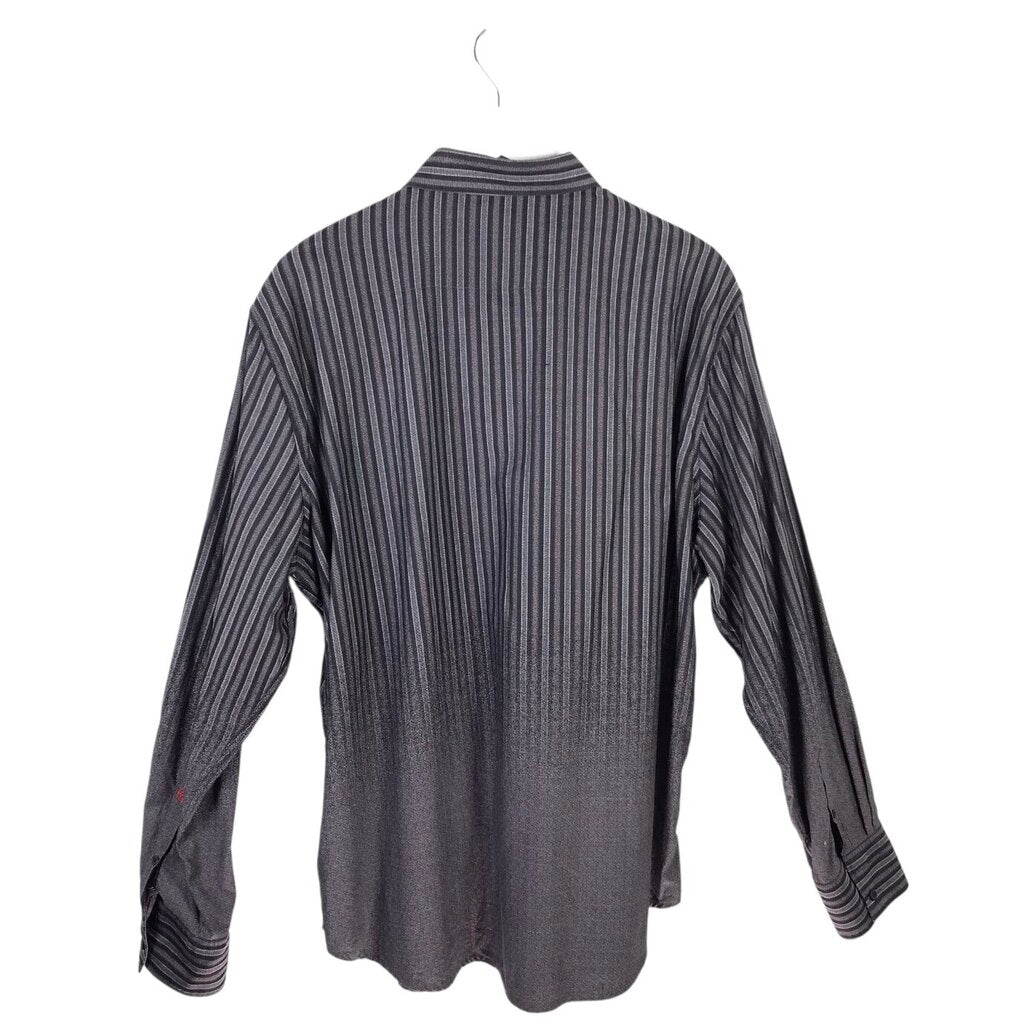 ROBERT GRAHAM STRIPE LONG SLEEVE MEN SHIRT BLACK MAROON 2XL