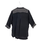 BIYA EMBROIDERED 3/4 SLEEVE DESIGNER TOP BLACK MULTI SMALL