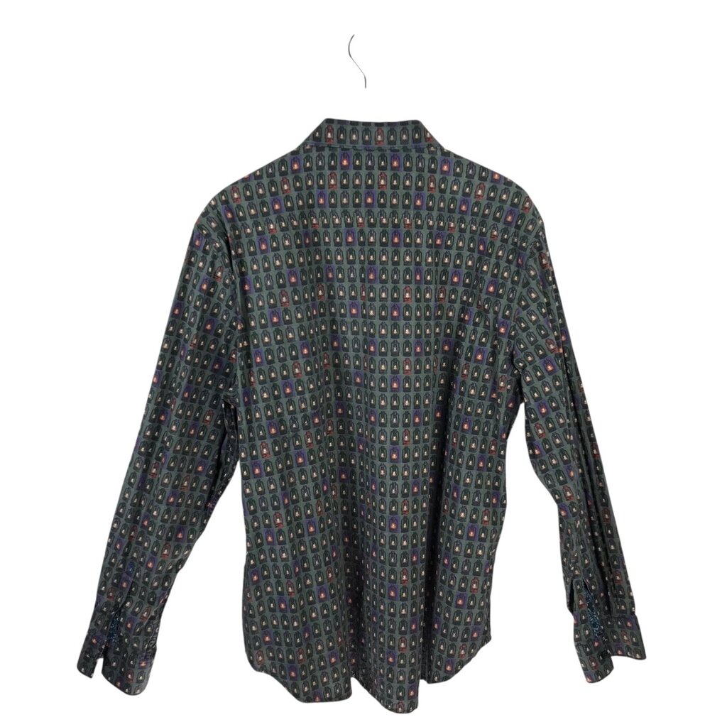 ROBERT GRAHAM PRINT LONG SLEEVE MEN SHIRT GREEN MULTI 2XL