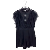 SANDRO LACE RUFFLE DESIGNER ROMPER BLACK SMALL