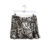 ROBERTO CAVALLI MINI ANIMAL PRINT BUBBLE HEM DESIGNER SKIRT CREAM BROWN 40