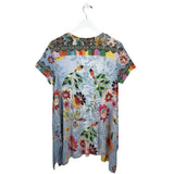 JOHNNY WAS FLORAL DESIGNER BLOUSE RED BLUE MEDIUM