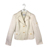 AKRIS PUNTO SILK 2-BUTTON DESIGNER BLAZER IVORY 6