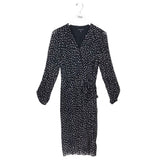 BROOKS BROTHERS DOTS LONG SLEEVE DESIGNER DRESS BLACK WHITE 8