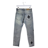 EMBELLISHED SLIM MEN JEANS BLUE BLACK 28