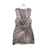 TOPSHOP NWT BROCADE STRIPE SLEEVELESS METALLIC DRESS SILVER PINK 8