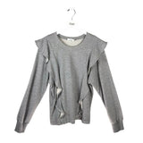 A.L.C. SWEATSHIRT RUFFLES LONG SLEEVE DESIGNER SWEATER GREY LARGE