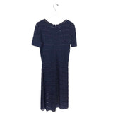 OSCAR DE LA RENTA RET. $2,390 "LUREX KNIT" DESIGNER DRESS NAVY LARGE