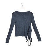 DIANE VON FURSTENBERG GLITTER WRAP LONG SLEEVE DESIGNER TOP BLUE MEDIUM