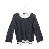 EILEEN FISHER LONG SLEEVE DESIGNER SWEATER BLACK WHITE XSMALL