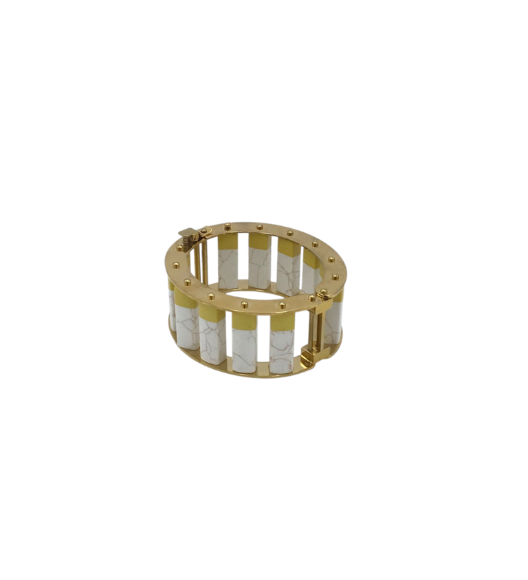 LELE SADOUGHI COLUMN SLIDE BANGLE BRACELET GOLD YELLOW
