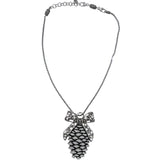 BRIGHTON BOW PINECONE PENDANT NECKLACE SILVERTONE