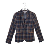 TOMMY HILFIGER NWT$139 PLAID LONG BLAZER NAVY BROWN 4