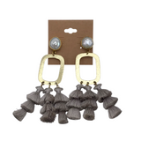 TASSEL STMT EARRINGS GOLD GRAY