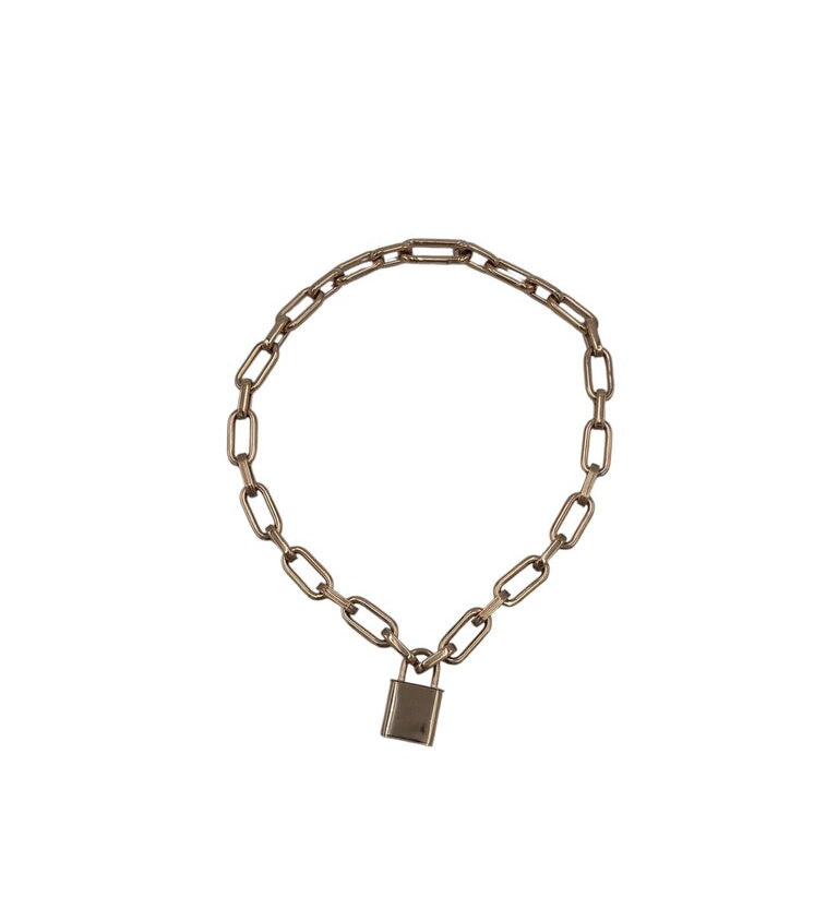 MICHAEL KORS CHAIN LINK LOCK PENDANT NECKLACE ROSEGOLD