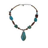 BARSE .925 GEMSTONES NECKLACE TURQUOISE BROWN
