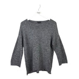 EILEEN FISHER SILK/COTTON BLEND 3/4 SLEEVE DESIGNER SWEATER GREY SMALL