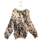 R13 CHEETAH LONG SLEEVE DESIGNER SWEATER BROWN BLAC SMALL