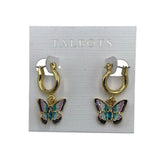 TALBOTS BUTTERFLY DANGLE EARRINGS GOLDTONE PURPLE