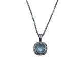 TINY GEMSTONE PENDANT NECKLACE SILVER BLUE