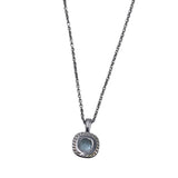 TINY GEMSTONE PENDANT NECKLACE SILVER BLUE
