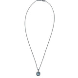 TINY GEMSTONE PENDANT NECKLACE SILVER BLUE