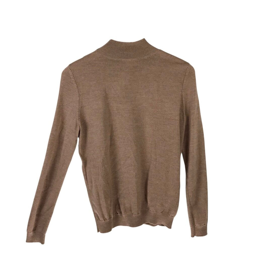 WOOL LONG SLEEVE DESIGNER TOP TAN SMALL