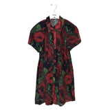 ALICE + OLIVIA MINI FLORAL SHORT SLEEVE DESIGNER DRESS BLACK RED SMALL