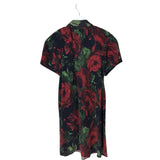 ALICE + OLIVIA MINI FLORAL SHORT SLEEVE DESIGNER DRESS BLACK RED SMALL