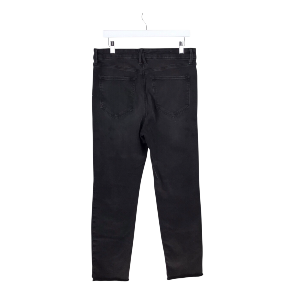 GOOD AMERICAN FRAYED HEM DESIGNER JEANS BLACK 31