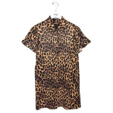 ALICE + OLIVIA MINI ANIMAL PRINT SHORT SLEEVE DESIGNER DRESS TAN BLACK SMALL