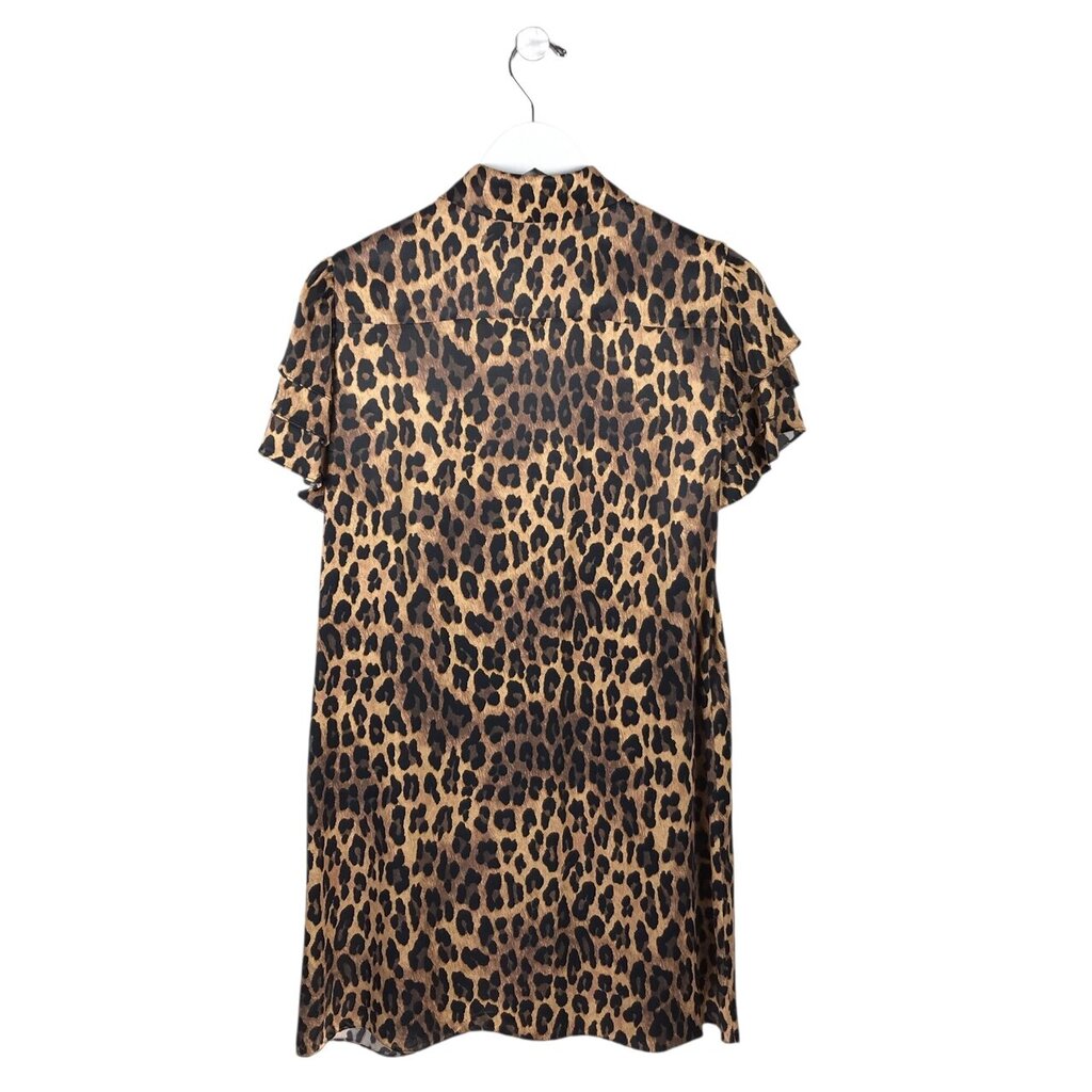 ALICE + OLIVIA MINI ANIMAL PRINT SHORT SLEEVE DESIGNER DRESS TAN BLACK SMALL