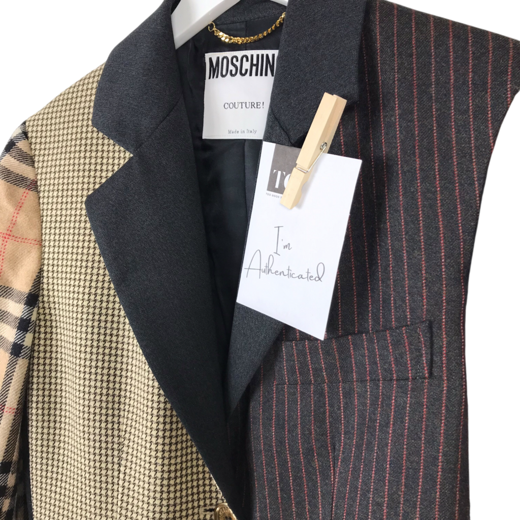 MOSCHINO PATCHWORK VINTAGE LUXE BLAZER BEIGE MULTI 8