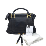CHLOE MED. SADDLE "MARCIE" LUXE HANDBAG NAVY 15”x11”x3.8”