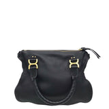 CHLOE MED. SADDLE "MARCIE" LUXE HANDBAG NAVY 15”x11”x3.8”