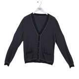 PRADA STRIPE LONG SLEEVE MEN SWEATER BLACK GRAY XL