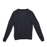 PRADA STRIPE LONG SLEEVE MEN SWEATER BLACK GRAY XL