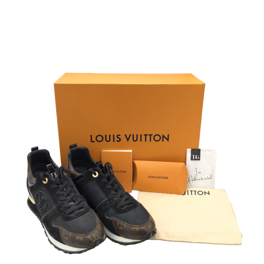 LOUIS VUITTON RUN AWAY SNEAKERS w/BOX LUXE SHOES BROWN 40