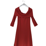 NATORI NWT$228 3/4 SLEEVE MIDI DESIGNER DRESS RUST LARGE