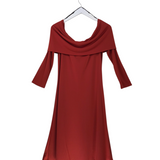 NATORI NWT$228 3/4 SLEEVE MIDI DESIGNER DRESS RUST LARGE