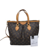 LOUIS VUITTON PALERMO PM LUXE HANDBAG BROWN 13.5”x11”x6”