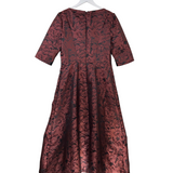 KAY UNGER NWT$418 JACQUARD SHORT SLEEVE MIDI DESIGNER DRESS BRICK BLACK 14