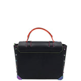 MICHAEL KORS MANHATTAN MEDIUM CROSSBODY HANDBAG BLACK ORANGE 9”x6”x4”