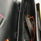 MICHAEL KORS MANHATTAN MEDIUM CROSSBODY HANDBAG BLACK ORANGE 9”x6”x4”