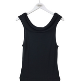 COWL SLEEVELESS DESIGNER SWEATER BLACK LARGE