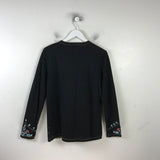 BEADED LONG SLEEVE DESIGNER CARDIGAN BLACK BLUE LARGE