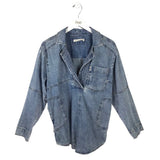 WE THE FREE DENIM LONG SLEEVE TOP BLUE XSMALL