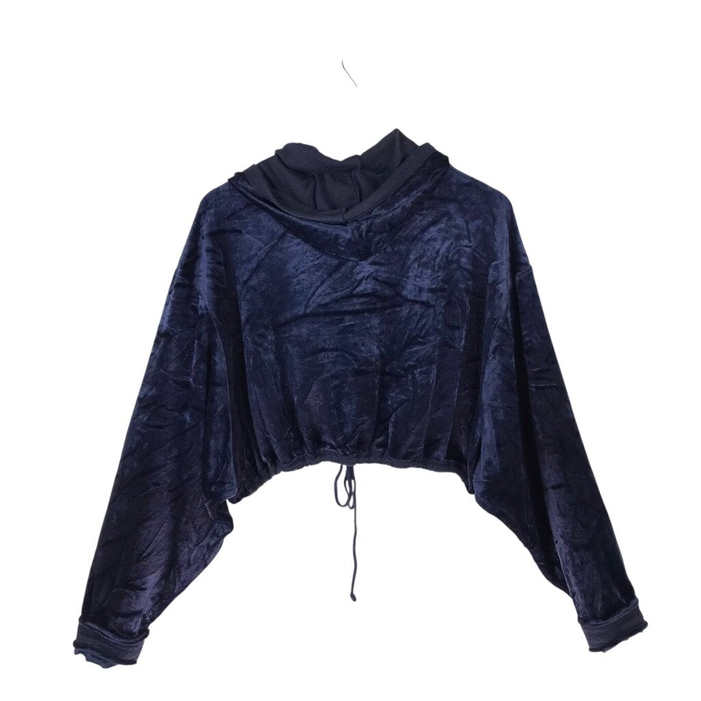 FREE PEOPLE VELOUR HOODIE SWEATER NAVY SMALL